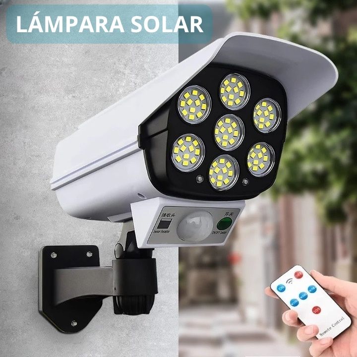 LÁMPARA SOLAR TIPO CAMARA CON SENSOR DE MOVIMIENTO + ENVIO GRATIS