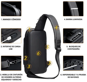 Bolso Anti-Robo Impermeable con Puerto USB