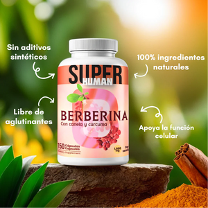 Berberina - Cápsulas de Equilibrio de la Glucosa y Prevención Diabética con Canela y Cúrcuma + Envio Gratis