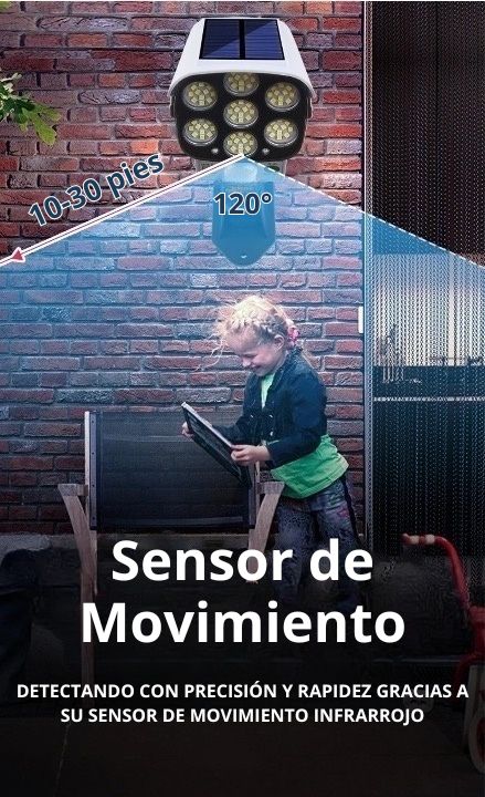 LÁMPARA SOLAR TIPO CAMARA CON SENSOR DE MOVIMIENTO + ENVIO GRATIS