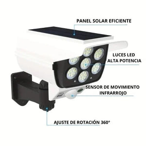 LÁMPARA SOLAR TIPO CAMARA CON SENSOR DE MOVIMIENTO + ENVIO GRATIS